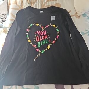 Old Navy Black 'You Glow Girl' Long Sleeve Tee